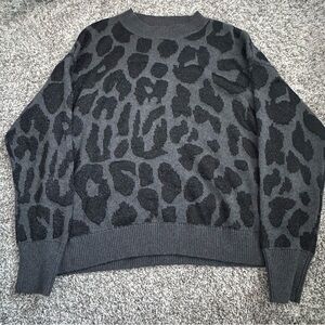 RtA Gray and Black Leopard Print Sweater